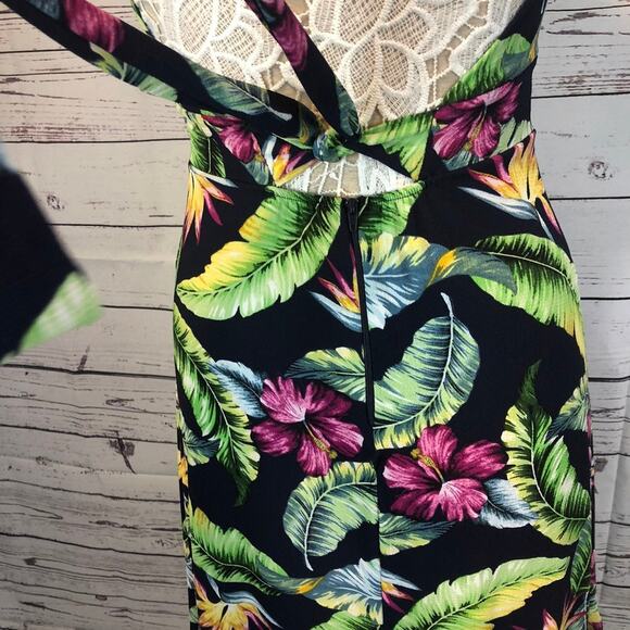 Tropical sleevless maxi dress criss cross straps size medium - Picture 10 of 15